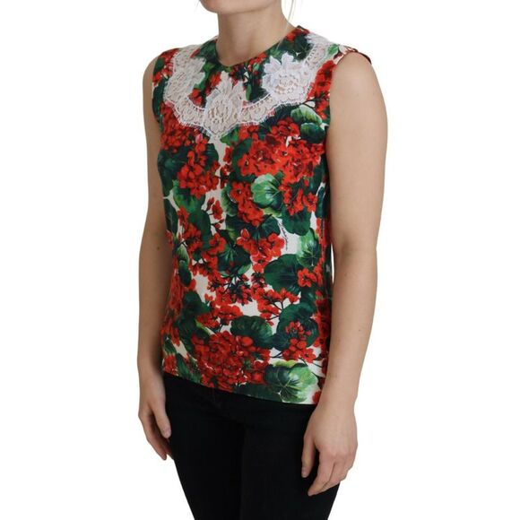 Dolce & Gabbana Floral Print Sleeveless Top TSH8079 Women Multicolor Tops & - Picture 2 of 6